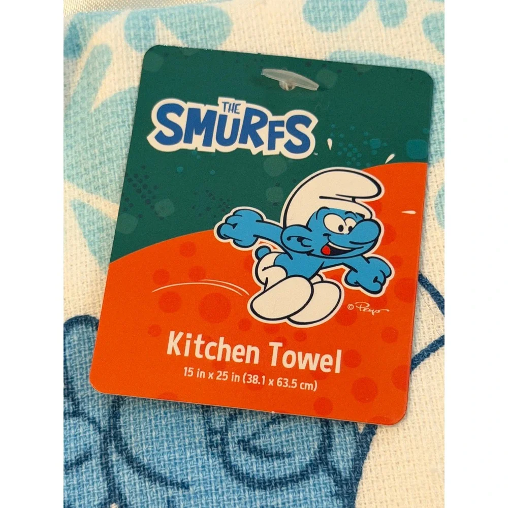 The Smurfs 3pc Kitchen Set NWT Oven Mitt Kitchen Towel Pot Holder Blue White